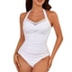 thumbnail image 1 of Traje de Baño de Color Sólido de las Mujeres, Doble Correa Delgada Plisada una Pieza para la Playa Y la Piscina, Traje de Baño de Verano Sexy con Cobertura Completa, 1 of 9