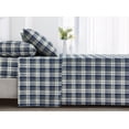 thumbnail image 2 of Chezmoi Collection Chad 4-Piece Plaid Cotton Sheet Set King, Blue Green Light Beige Plaid Printed 100% Cotton Bed Sheets, 2 of 9