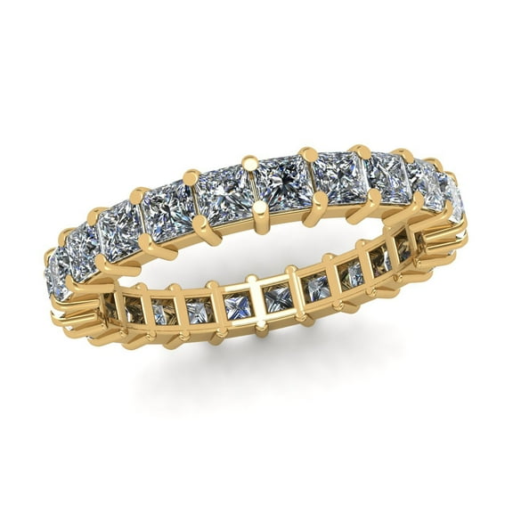 Natural 2.70Ct Princess Cut Diamond Shared Prong Women's Anniversary Wedding Eternity Band Ring Solid 14k Yellow Gold H SI2