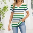 thumbnail image 4 of Turilly Casual Tops for Women Striped Printed Short Sleeve Blouses V-Neck Pullover Comfy Breathable Top, 4 of 6