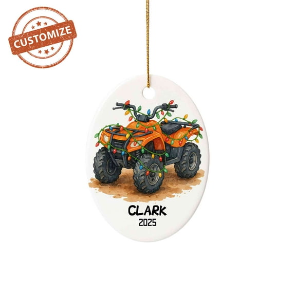 Customizaholic ATV Christmas Ornament – Personalized Off-Road Rider Keepsake Gift for Him, Custom Name Holiday Decoration