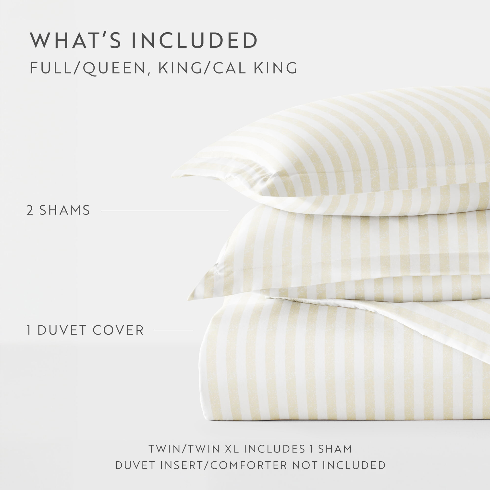 Noble Linens Ivory Puffed Rugged Stripes 3-Piece Duvet Cover Set, Full/Queen