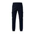 thumbnail image 3 of Smsaxvxz Cargo Pants for Men Fashion Elastic Waist Soft Long Joggers Pants Travel Climbing Trousers with Multi Pockets Dark Blue S, 3 of 6