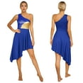 thumbnail image 3 of inhzoy Robe Tunique de Danse Lyrique à une Épaule pour Femmes Bleu L, 3 of 8