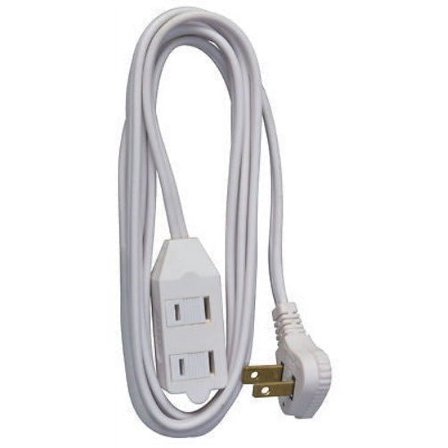 Master Electrician 09417ME 7' 16/2 SPT-2 White Vinyl Low Profile Polarized Slender Extension Cord - Quantity of 12