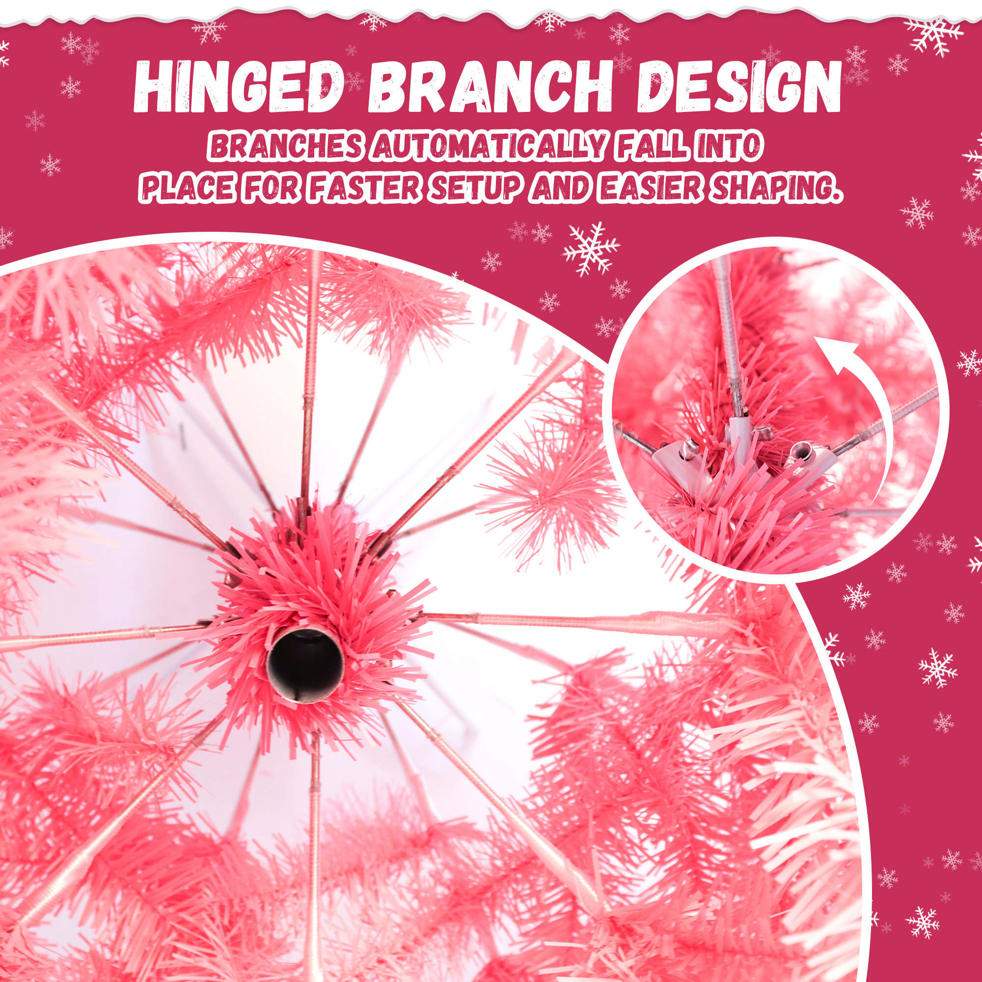 Yexmas 6ft Pre-Lit Pink Christmas Tree with 300 Lights photo 7