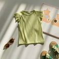 thumbnail image 5 of TOOYOU Girls Top Summer T-Shirt Butterfly Sleeve Candy Short Sleeved Loose Flying Sleeve Tee Size 5-6 Years Light Green, 5 of 6
