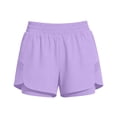 thumbnail image 7 of PWPSG Womens 2-in-1 Athletic Shorts, Built-in Liner with Relaxed Outer Layer, Breathable Fabric for Gym Jogging Activities Purple M, 7 of 7