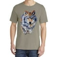 thumbnail image 2 of Wild Bobby, Wolf Oil Painting, Animal Lover, Garment-Dyed Washed Look Short Sleeve T-Shirt, Sand, Large, 2 of 3