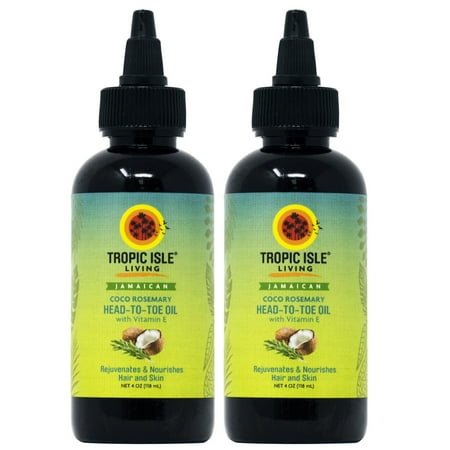 Tropic Isle Living Jamaican Coconut Oil with Rosemary and Vitamin E 4oz "Pack of 2"