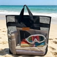 thumbnail image 4 of Yardvibe Beach Tote Bag for Women, 16.93"x14.17" Large Mesh Holiday Handbag, Reusable Summer Casual Shoulder Bags for Travel Swimming (Black-Big), 4 of 5