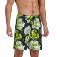 thumbnail image 2 of Kdxio Teal floral elegance Print Mens Sleep Shorts Bottoms Soft Comfy Pajama Wear Pants with Drawstring Pockets, 2 of 5