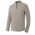 thumbnail image 2 of BADHUB Men's Big & Tall Running T Shirt Long Sleeve Performance Quarter Zip Pullover Quick Dry Golf Workout Athletic Shirts Khaki XXXXL, 2 of 8