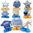 thumbnail image 6 of IDEANATEGRATE Honeycomb Centerpiece 9pcs for Graduations Sky-Blue Gold Paper Party Atmosphere 7.5x7.5x18cm, 6 of 8