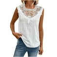 thumbnail image 2 of ITSAME Womens Tank Tops, Lace Stitching Sleeveless Square Neck Summer Dressy Cami Blouses White M, 2 of 7