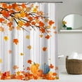thumbnail image 3 of Jbralid Fall Autumn Farmhouse Shower Curtain Fallen Maple Leaves Pumpkin Waterproof Polyester Shower Curtain 72"×72" with 12 Hooks for Bathtubs Bathroom, 3 of 5