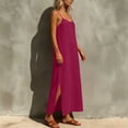 thumbnail image 4 of QUNYINEY Long Summer Sundresses for Women A Line Sleeveless Slip Dress Loose Fit Solid Beach Vacation Square Neckline Dresses, 4 of 5