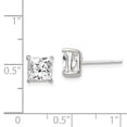thumbnail image 2 of Beautiful Sterling Silver 6mm Princess Basket Set CZ Stud Earrings, 2 of 2