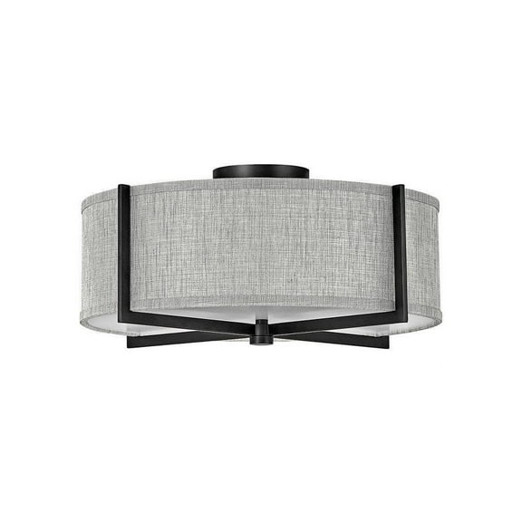 19.5 inch 51W 3 Led Medium Semi-Flush Mount-Black Finish-Heathered Gray Shade Color Bailey Street Home 81-Bel-4160034