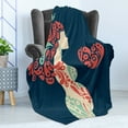 thumbnail image 4 of Abstract Soft Flannel Fleece Throw Blanket, Motherhood Theme Pregnant Woman and Heart, Cozy Plush for Indoor and Outdoor Use, 50" x 70", Night Blue Coral Cream, by Ambesonne, 4 of 5