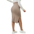 thumbnail image 3 of INSPIRE CHIC Women's Maternity Winter Warm High Waist Casual Side Split Stretchy Elastic Bodycon Sweater Midi Skirt Khaki XX-Large, 3 of 6