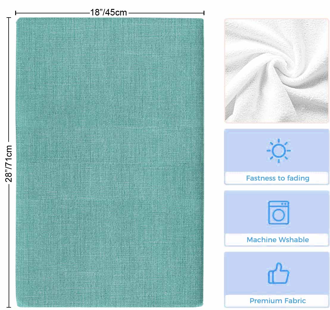 Teal Kitchen Towels Set of 2, Farmhouse Burlap Solid Green Color Modern Linen Texture Soft Microfiber Dish Towels, Absorbent Washable Dishcloths for Kitchen Cleaning, Drying Dishes, 18x28 Inches