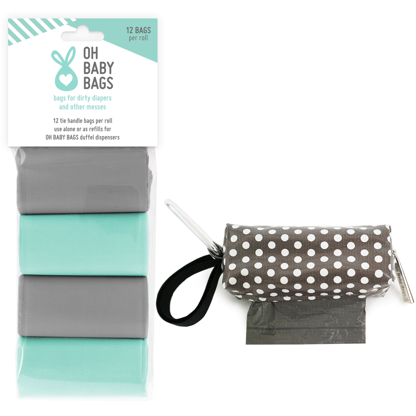 Oh Baby Bags Diaper Bag ClipOn Dispenser with Disposable Bags for