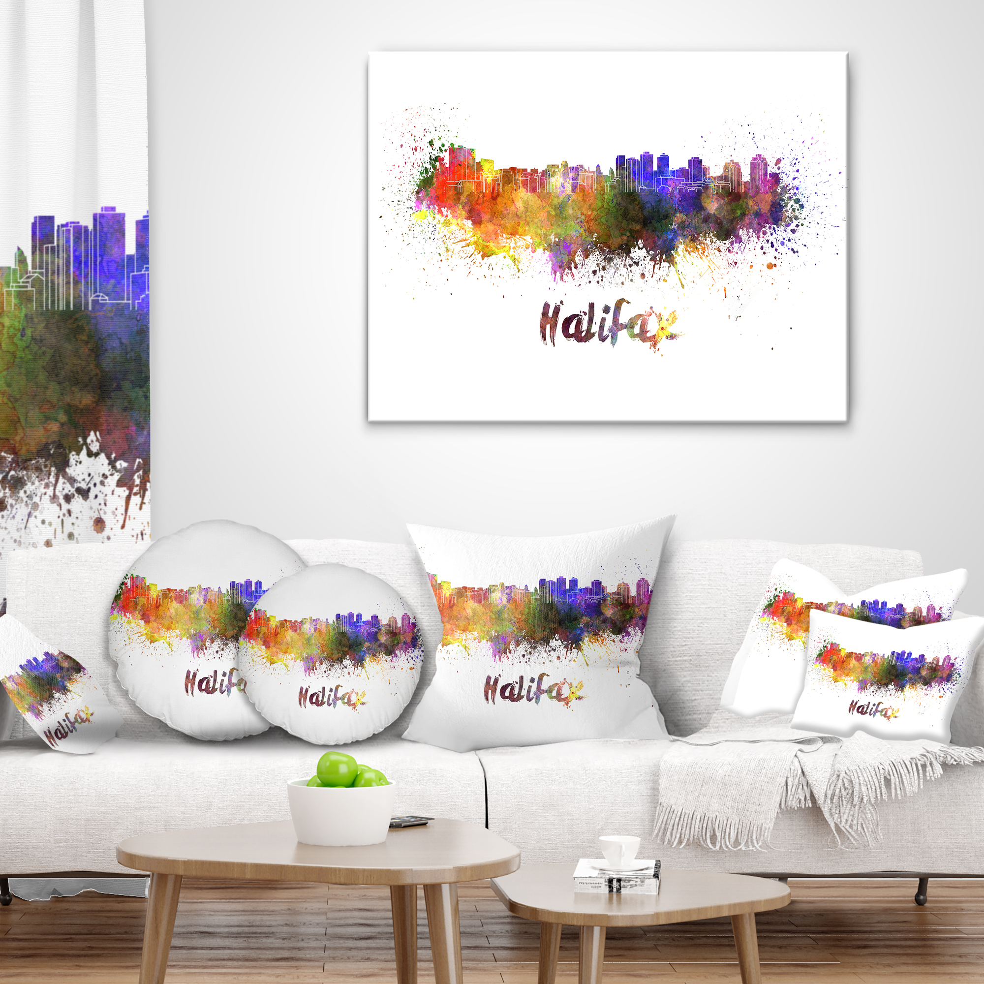 Designart Halifax Skyline - Cityscape Throw Pillow - 18x18