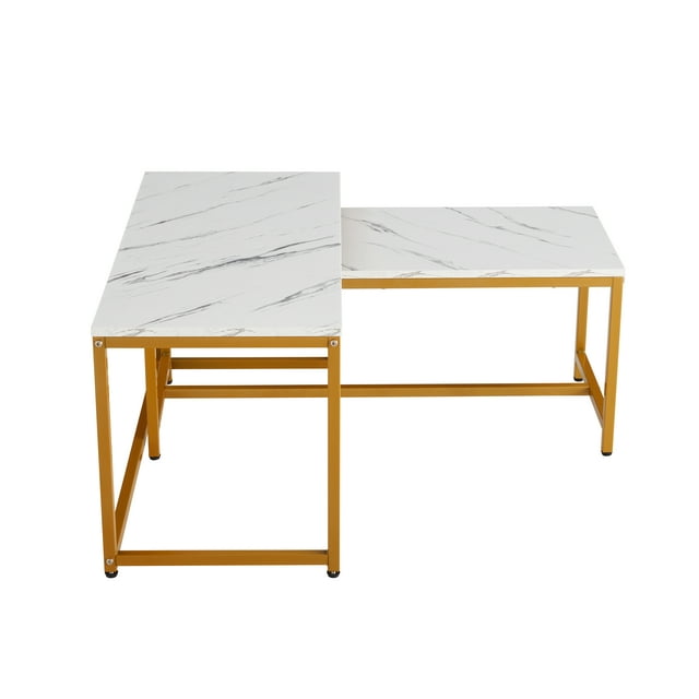CLEARANCE! Modern Nesting Coffee Tables Set, Marble white, 2pc ...