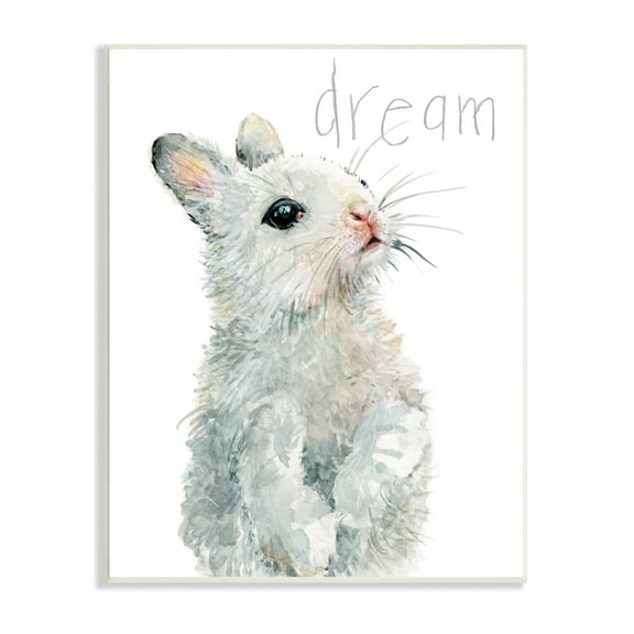 Stupell Industries Adorable Baby Bunny Dream Text Kids' Typography Animals & Insects Painting Unframed Art Print Wall Art, 10 x 15
