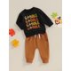 thumbnail image 2 of Conjunto de 2 piezas para bebé niño pequeño, sudadera, jersey y pantalones con estampado de pavo y gobble, ropa de Acción de Gracias, 2 of 6