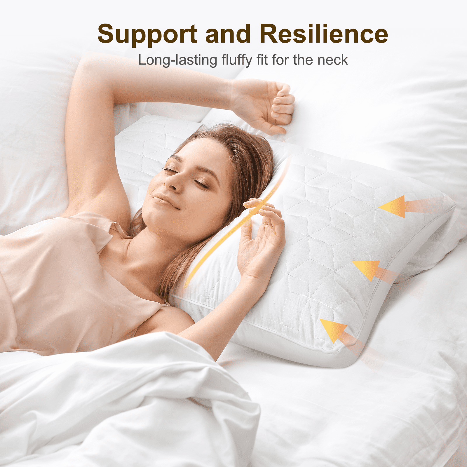 Bed Pillows Queen Size Set of 2, Hotel Gusseted Pillows for Sleeping, Alternative to Down Pillows, Soft Supportive & Fluffy Pillows for Back, Stomach or Side Sleepers