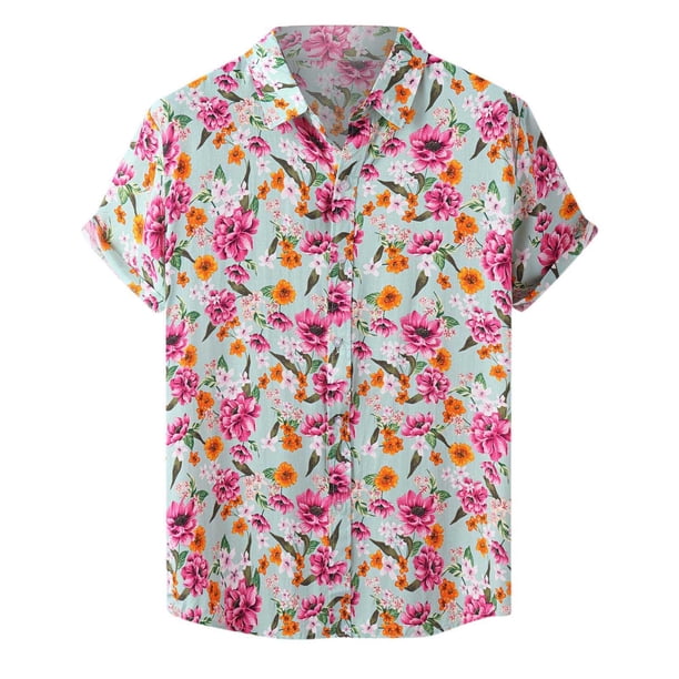 Camisa de playa de manga corta hawaiana para hombre, camisas informales con botones de verano estampadas Pompotops oipoqjl25077