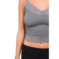 thumbnail image 6 of Women's V Neck Sleeveless Lace Rib Seamless Cami Tank Top T1392 - Charcoal - Medium, 6 of 6