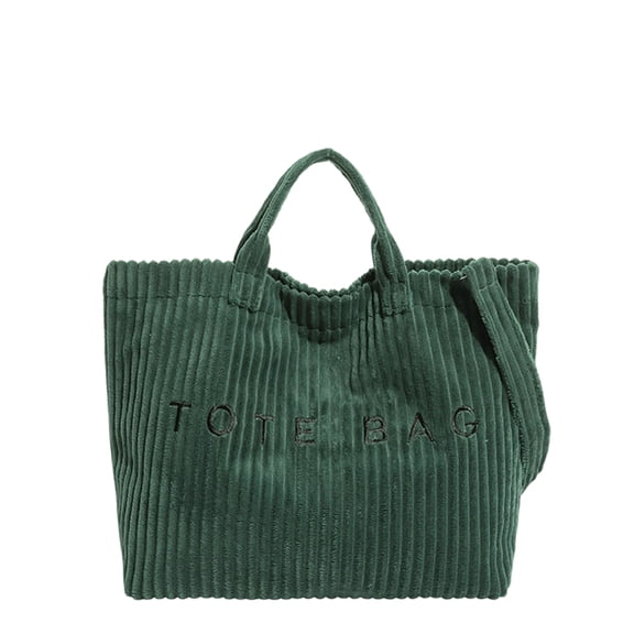 NexTorq Tote Bag for Women Letter Print Tote Bag Corduroy Handbag for Work Travel Hobo Bags Adjustable Strap, Green