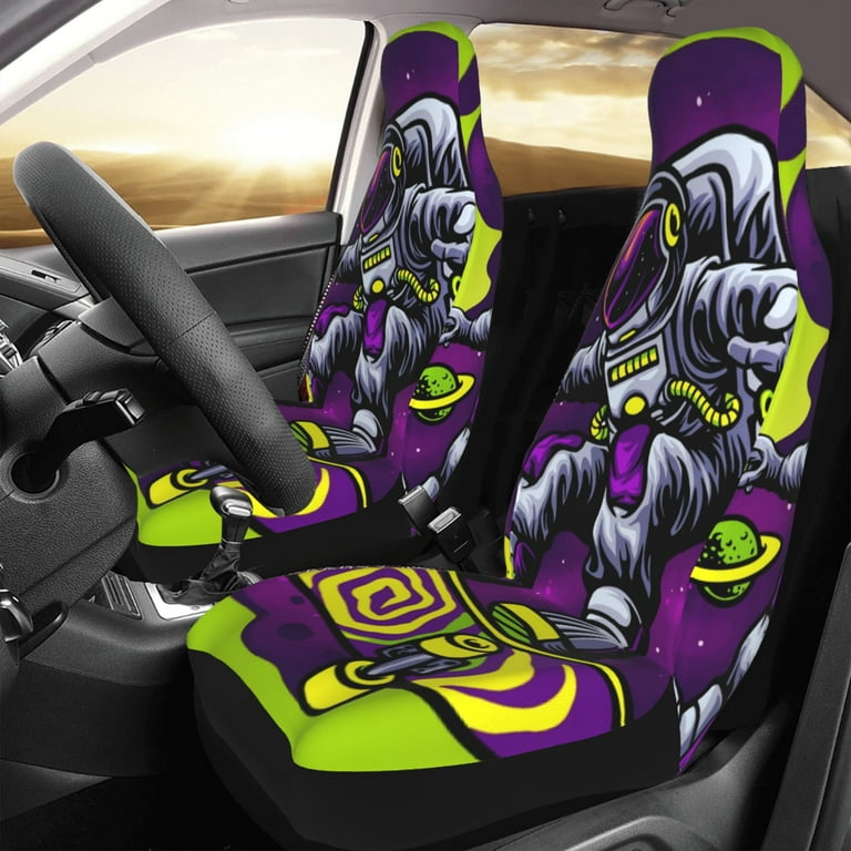 ZICANCN Car Seat Covers Front Seats Only Astronaut Skateboard Galaxy Space Automotive Seat Covers Protectors for Cars Trucks Suv 2 Pack Walmart