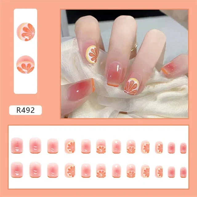 WJSDDXD 24Pcs Artificial Nail Art Fake Nails Full Coverage Removable Nail Design Blue Heart Ballet Short Press on Nails AcrylicTips LZ