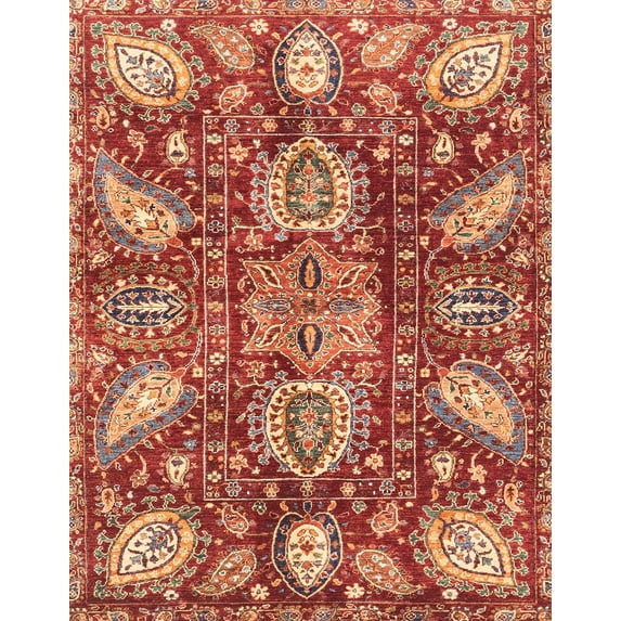 Ahgly Company Machine Washable Indoor Rectangle Abstract Red Area Rugs, 2' x 3'