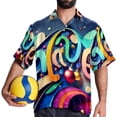 thumbnail image 4 of Christmas Font Men's Short Sleeve Spread Collar Button Down Beach Print Casual Shirts, 4 of 6