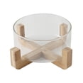 thumbnail image 1 of Glass Salad Bowl Transparent Heatproof Fruit Storage Bowl with Wooden Base, 1 of 6