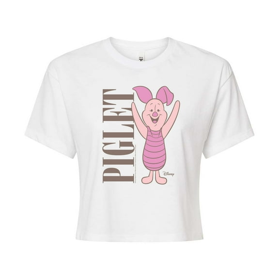 Disney - Muted Piglet - Juniors Cropped Cotton Blend T-Shirt
