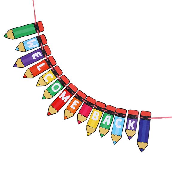 unbranded 2pcs School Season Welcome Back Hanging Banner School Decorative Bunting Photography Prop