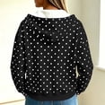 thumbnail image 4 of Women's Polka Dot Zip Up Hoodie with Drawstring Hood and Pockets, Travel Casual Long Sleeve Fleece Sweatshirt Jacket, S, 4 of 9