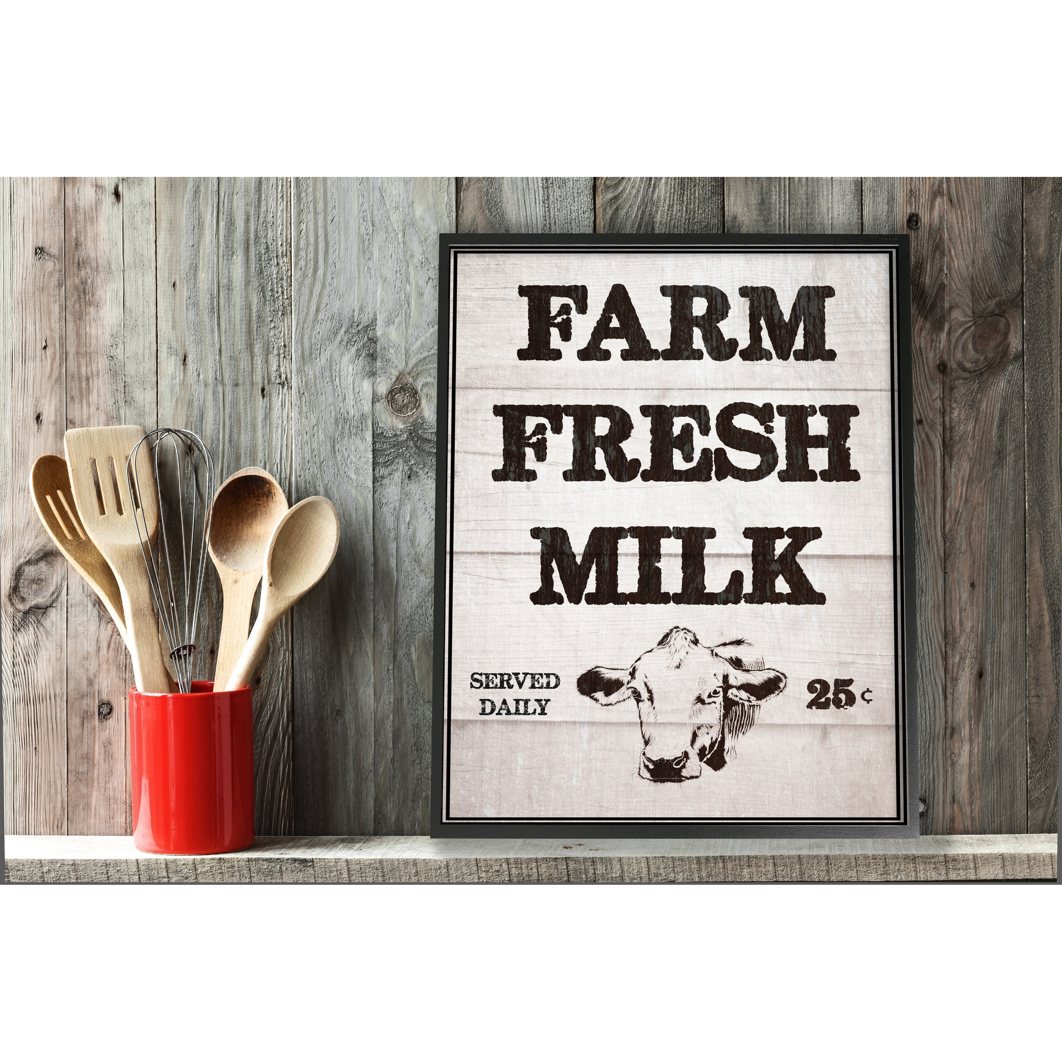 Stupell  Farm Fresh Milk Vintage Sign Framed Giclee Texturized Art 11 x 14