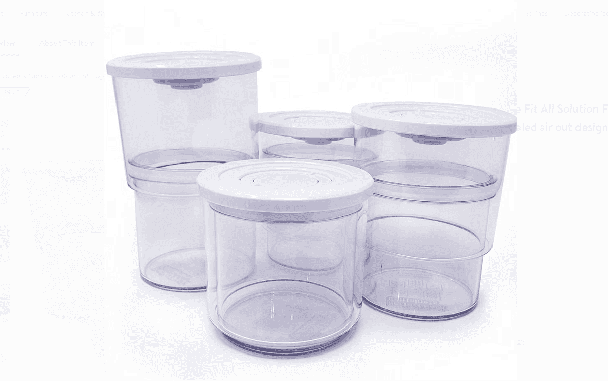 Perfect Pack Containers As Seen On Tv 8 Pc Food Fresh Vacuum Seal Stackable 
