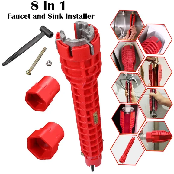 8 In 1 Multi Tool Faucet & Sink Installer Pipe Wrench For Plumbers & Homeowners