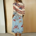 thumbnail image 7 of Summer Dresses for Women Button Down 3/4 Sleeve V-Neck Patriotic American Flag A-Line Midi Casual Summer Beach Vacation Sundress with Pockets, 7 of 7