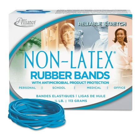 Alliance Antimicrobial Non-Latex Rubber Bands Size 33 0.04" Gauge Cyan Blue 4 oz Box 180/Box 42339