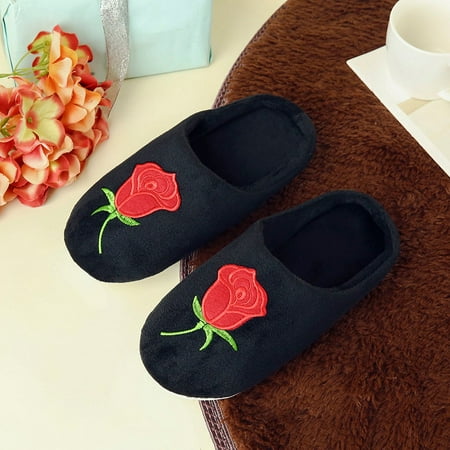 

Cptfadh Slippers For Women Shoes Women Men Unsexy Warm Flower Slipper Indoors Anti-slip Winter House Shoes