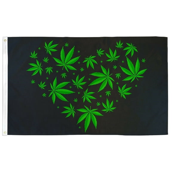 3x5 Marijuana Love Pot Heart Weed Hemp Flag House Banner Brass Grommets 100D